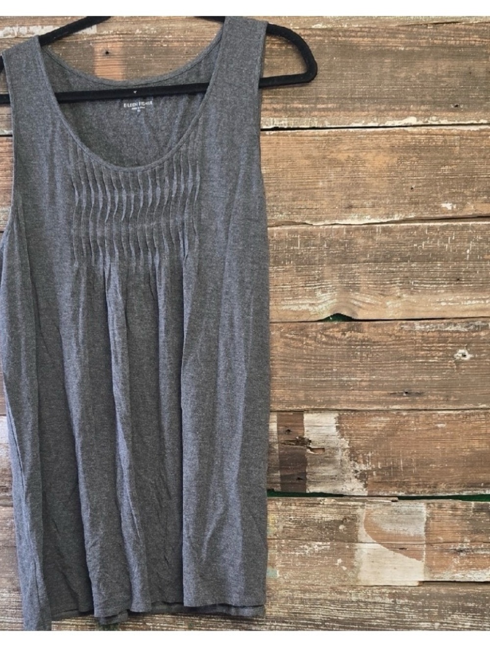 Eileen Fisher Gray Sleeveless Pleated Tank Top Great Condition